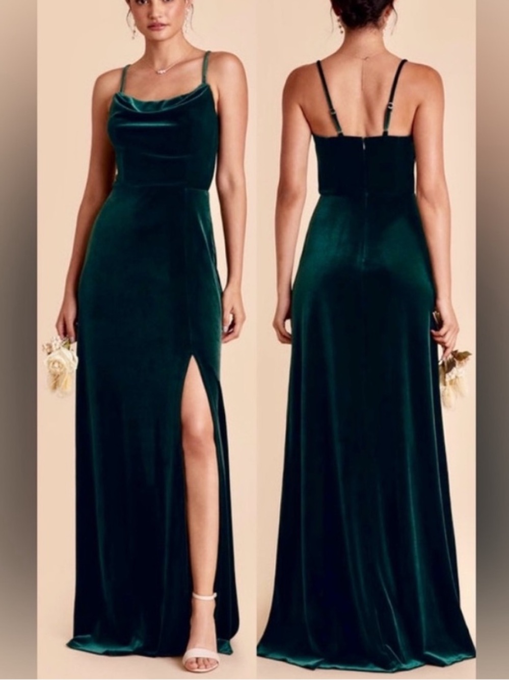 Birdy Grey Emerald Green Ash Velvet Maxi Dress